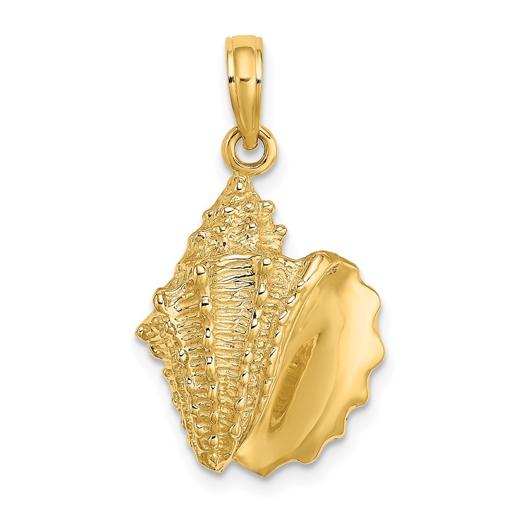 10k Yellow Gold 2-D Conch Shell Necklace Charm Pendant